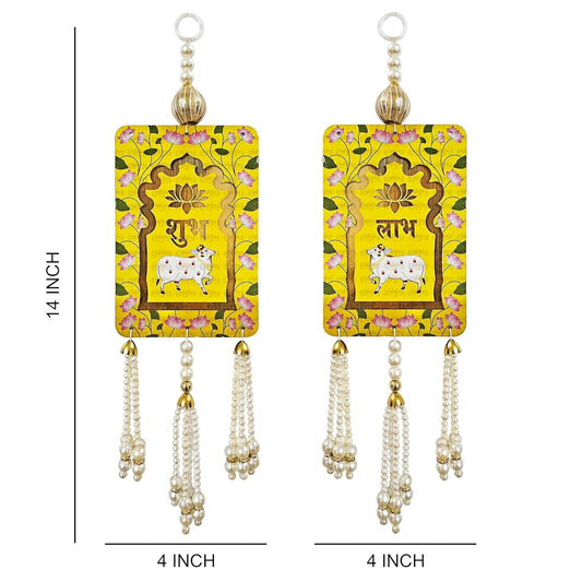 Subh labh for Door Entrance Subh labh Toran for Entrance Mandir toran for Diwali Decoration Items shubh labh Door Hanging Diwali Shoon/Soohn/Shun for Home mandir (2)