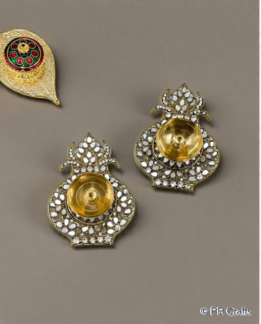 Metal kalash design kundan 2pcs diays set