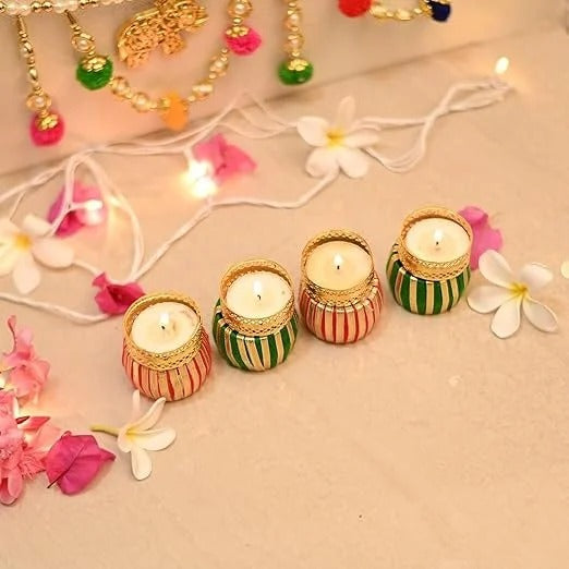 Designer Damru Tealight Diwali Diya for Home Decoration (Set of 4,6 & 12)