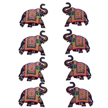 Elephant Designer Set of 2 Shubh Labh Wall Hanging for Diwali Decoration,Temple Decor Wall Hanging (5.5" Inches)
