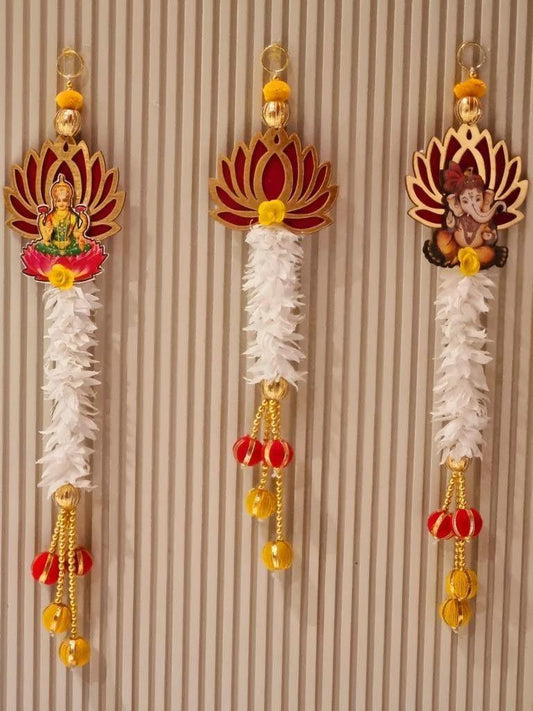 Sellplus Lotus with Ganesh Ji Laxmi Ji Wall Hanging for Home Decoration and Puja Decor, Diwali Decoration & All Festival Decor