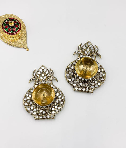 Metal kalash design kundan 2pcs diays  set