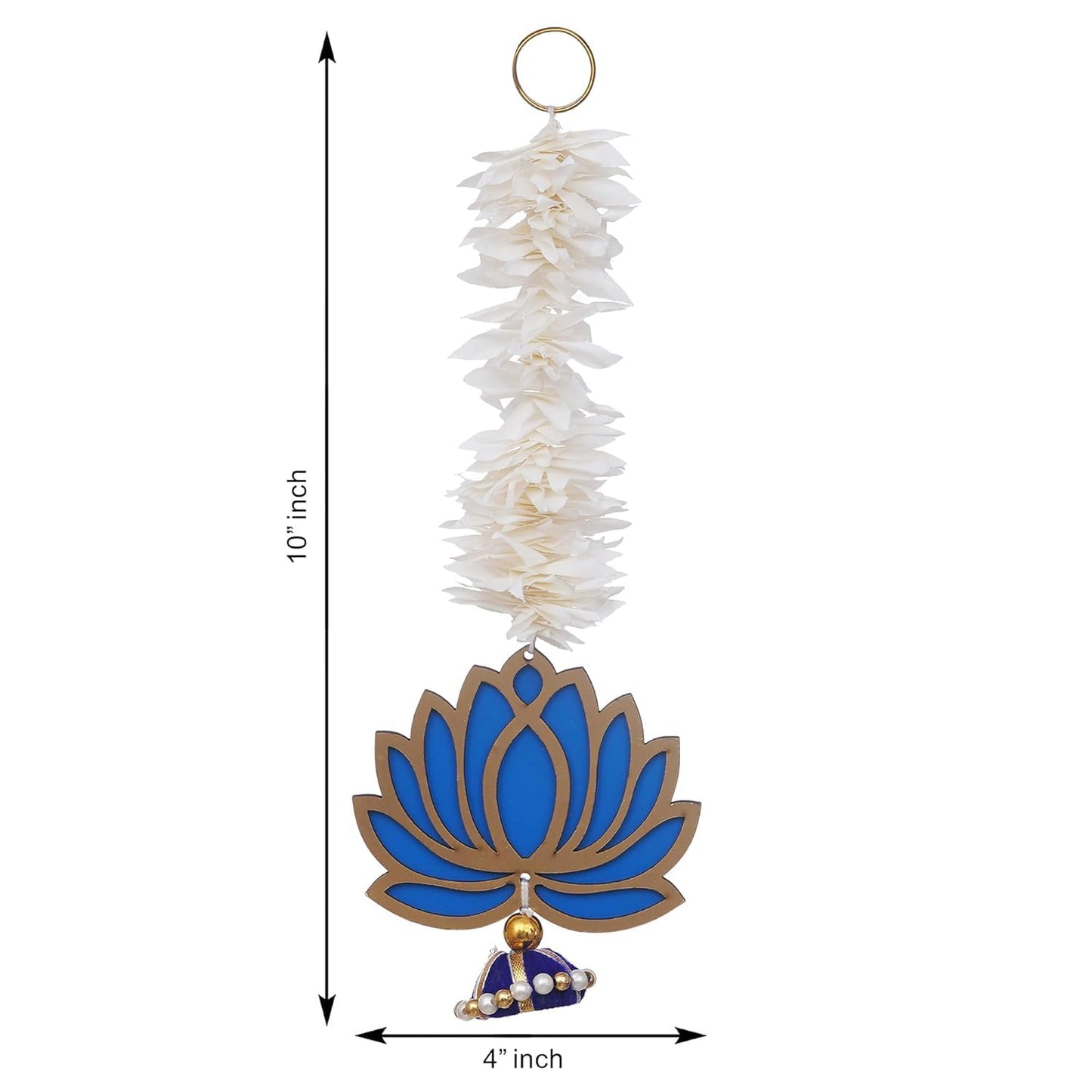 Premium Yellow Lotus with White Gajra Flowell Decor |Temple Decor Wall Hanging Home and Diwali Decorations