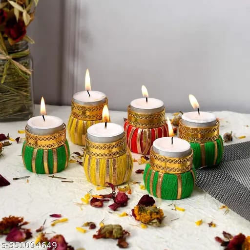 Designer Damru Tealight Diwali Diya for Home Decoration (Set of 4,6 & 12)